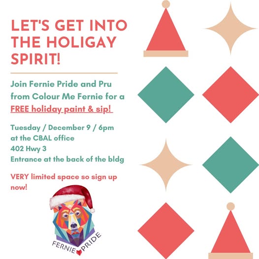 Fernie pride logo with retro diamond Christmas print